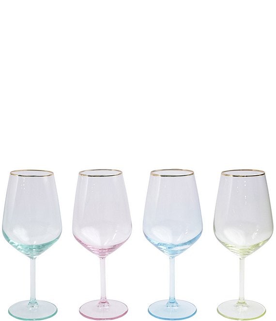 Rainbow Asst S/4 Wine Glasses