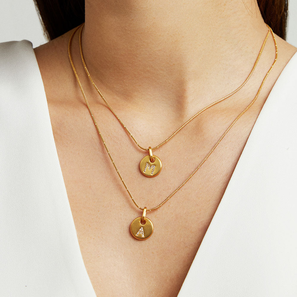 Pave Initial C Pendant Necklace
