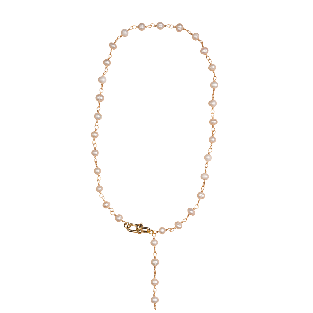 Pearl Chain & Horsebit Closure Necklace