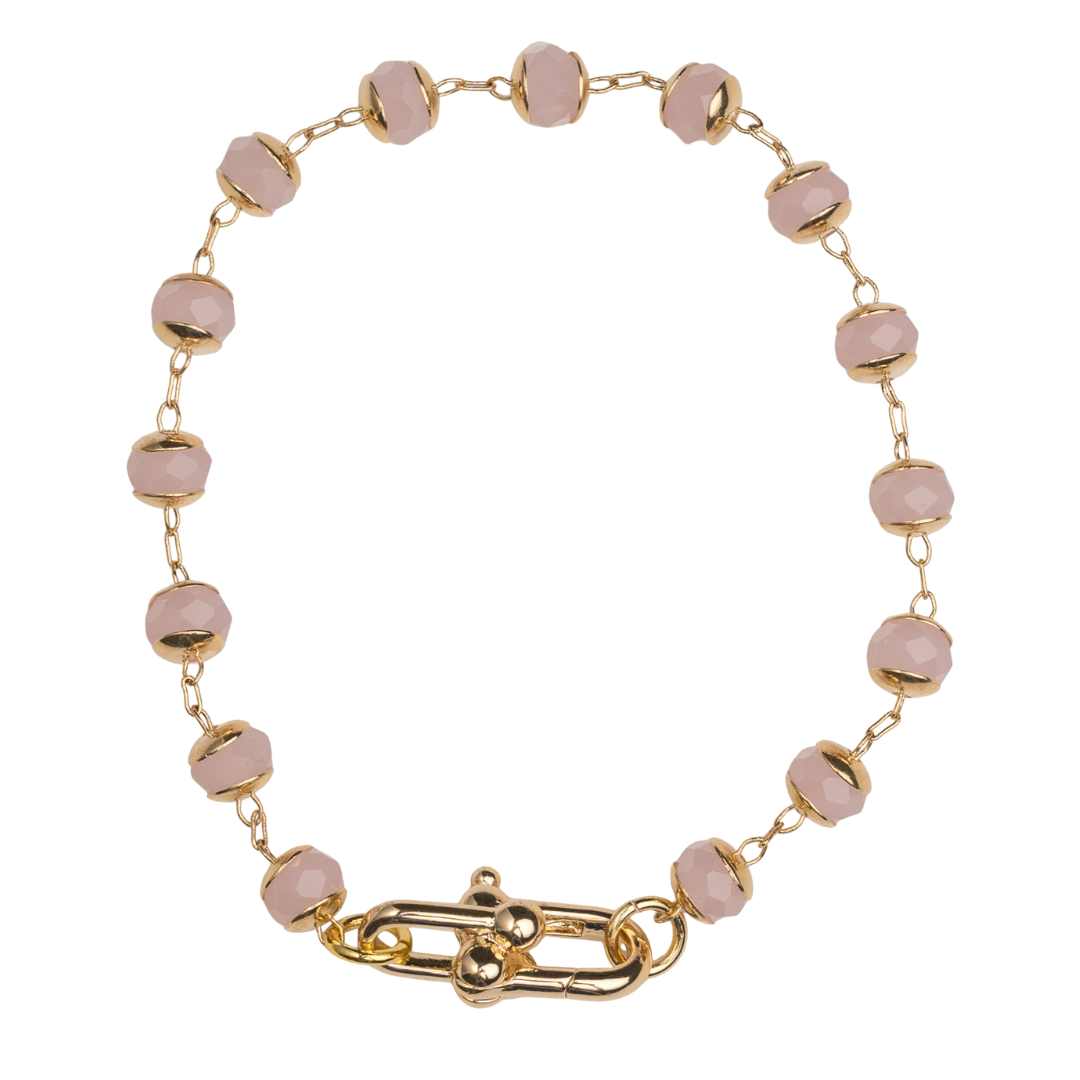 Horsebit Clasp Bracelet, Blush Crystal Chain
