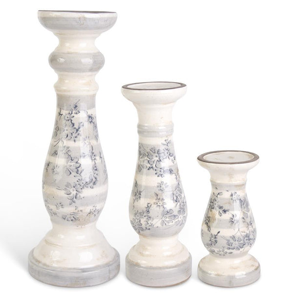 Sm Crackle Floral Candleholder