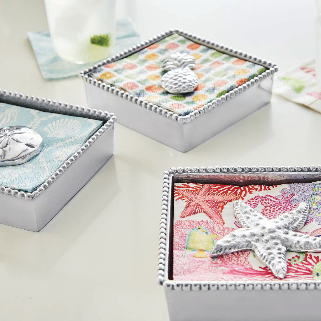 Beaded Napkin Box Cocktail Size