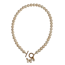 Freshwater Pearl, Butterfly Charm Necklace