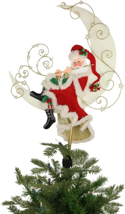 Santa On Moon Tree Topper