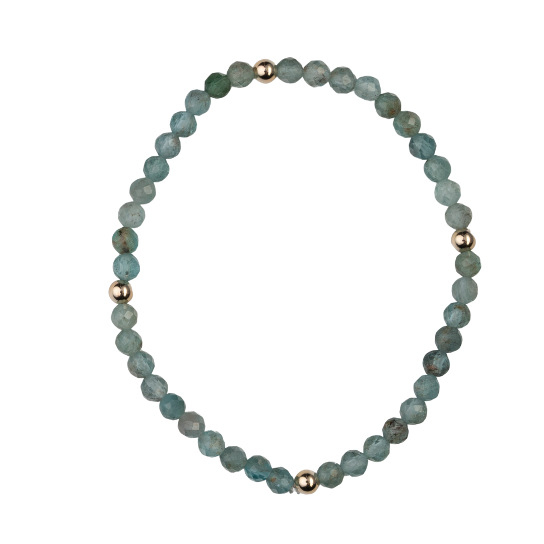 Square Apatite 18k Gold Ball Bracelet