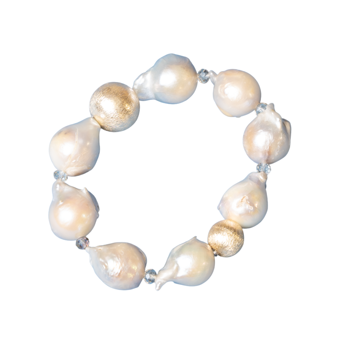 Baroq Pearl Silver or Gold Ball Bracelet