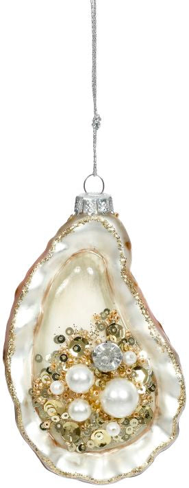 Oyster with Jewels Ornament - 4 Inches
