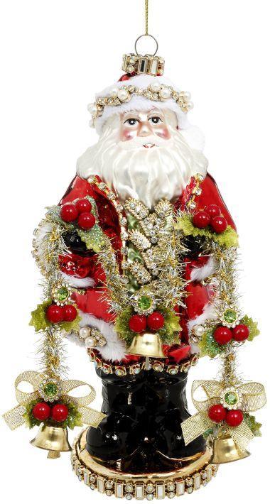 Jeweled Santa Ornament - 9 Inches
