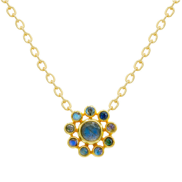 Daisy Flower Labradorite Necklace