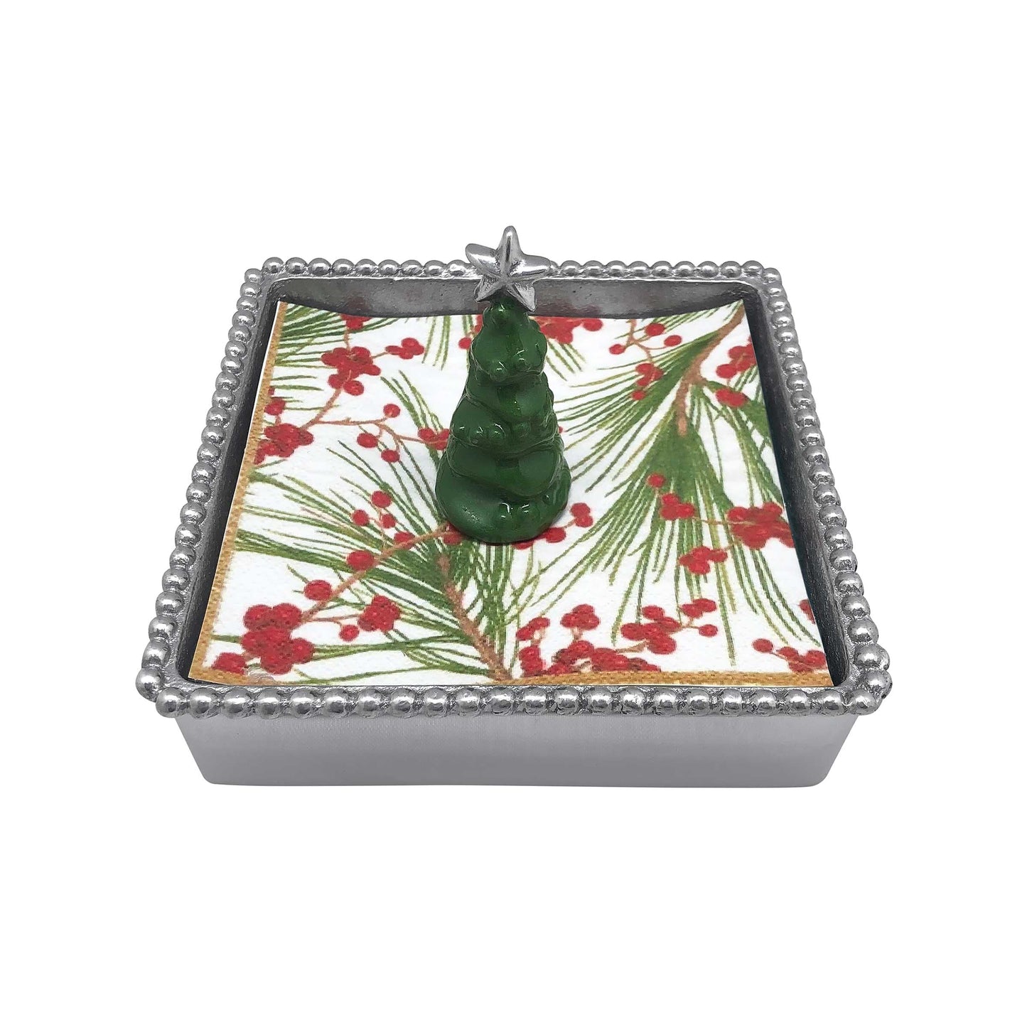 3D Green Tree Beaded Napkin Box