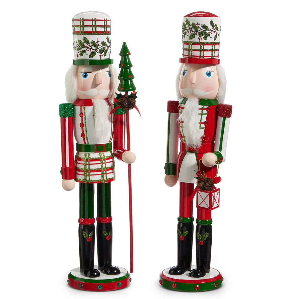 Plaid and Holly Nutcracker 17.75in