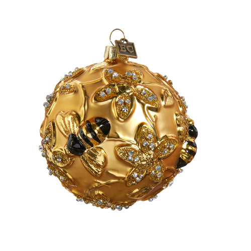 EC Gilded Bee Ball Ornament 3.5"