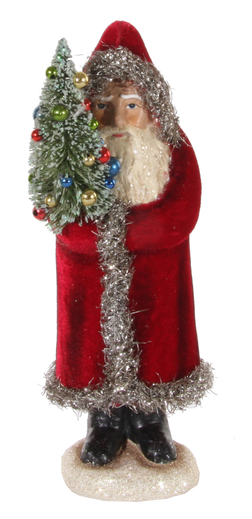 Santa standing red-silver with Tree 23cm