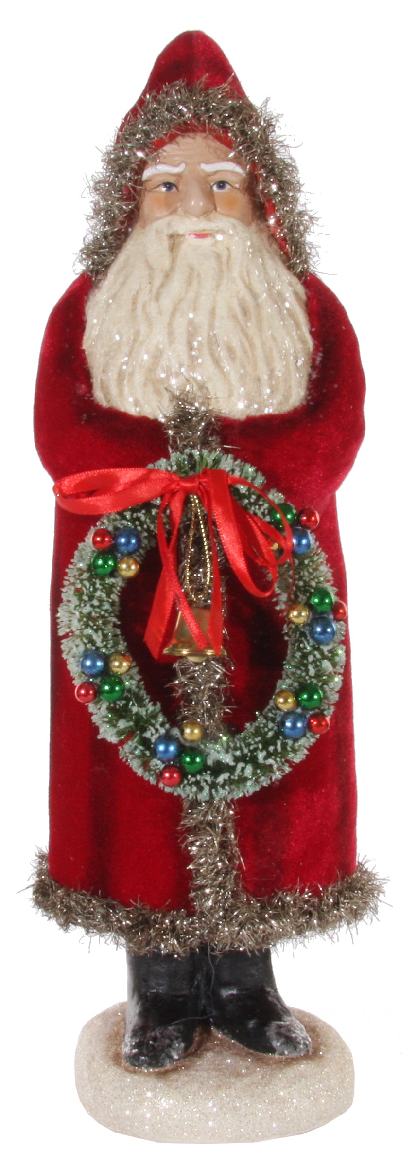 Santa standing red-silver with Wreath 42cm