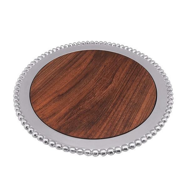 Pearled Round Cheese Board w/Wood Insert