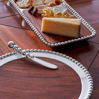 Pearled Round Cheese Board w/Wood Insert