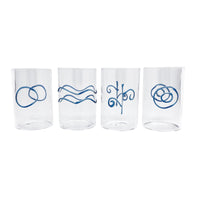 Applique Blue S/4 Suite of Highballs Glasses