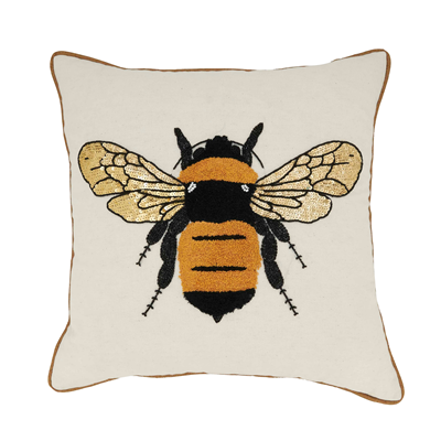 Embroidered Bumble Bee Pillow - Poly Filled