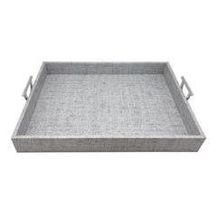 Pale Gray Faux Grasscloth Tray