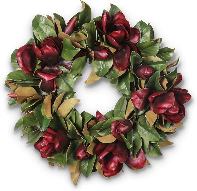 Orange Magnolia Wreath 30in
