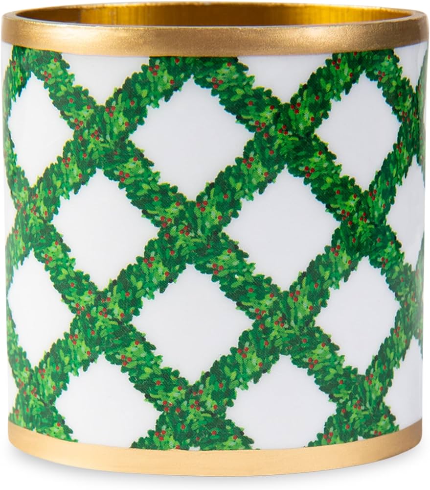 Boxwood Trellis Enameled S/4 Napkin Rings