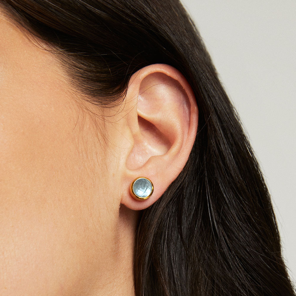 Signature Iridescent Sky Blue Midi Stud Earrings