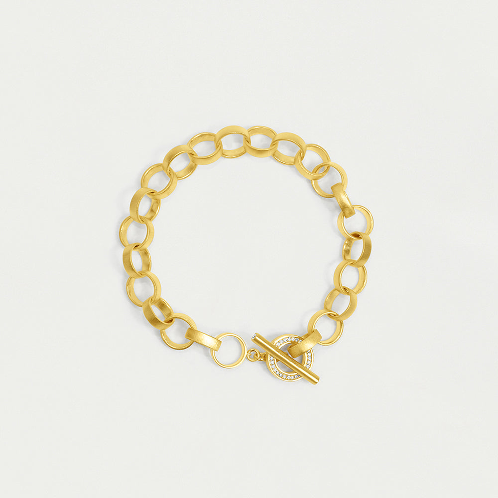 Petit Pave Statment Chain Bracelet Gold White CZ
