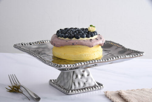 Square Cake Stand Silver