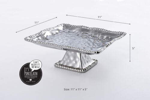 Square Cake Stand Silver