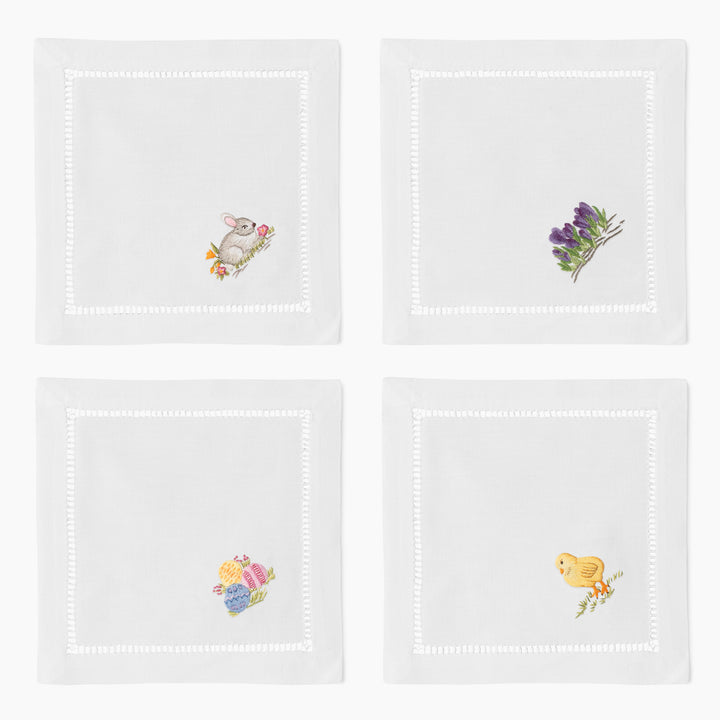 Embroidered Cotton Cocktail Napkins Set of 4