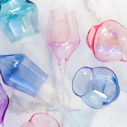 Contessa Blue Wine Glass-9"H, 9oz