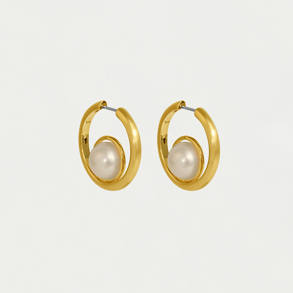 Laguna Floating Huggie Hoops-Pearl