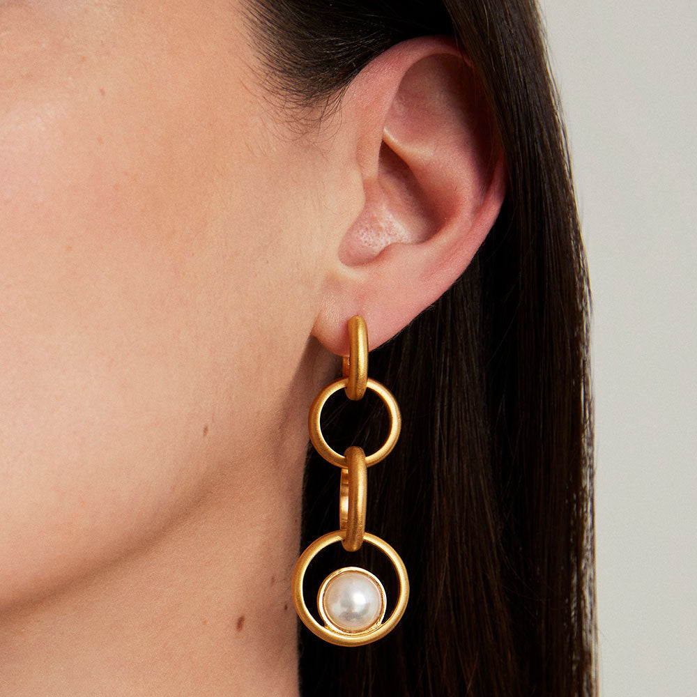 Chain Drop Pearl/Gold Earrings
