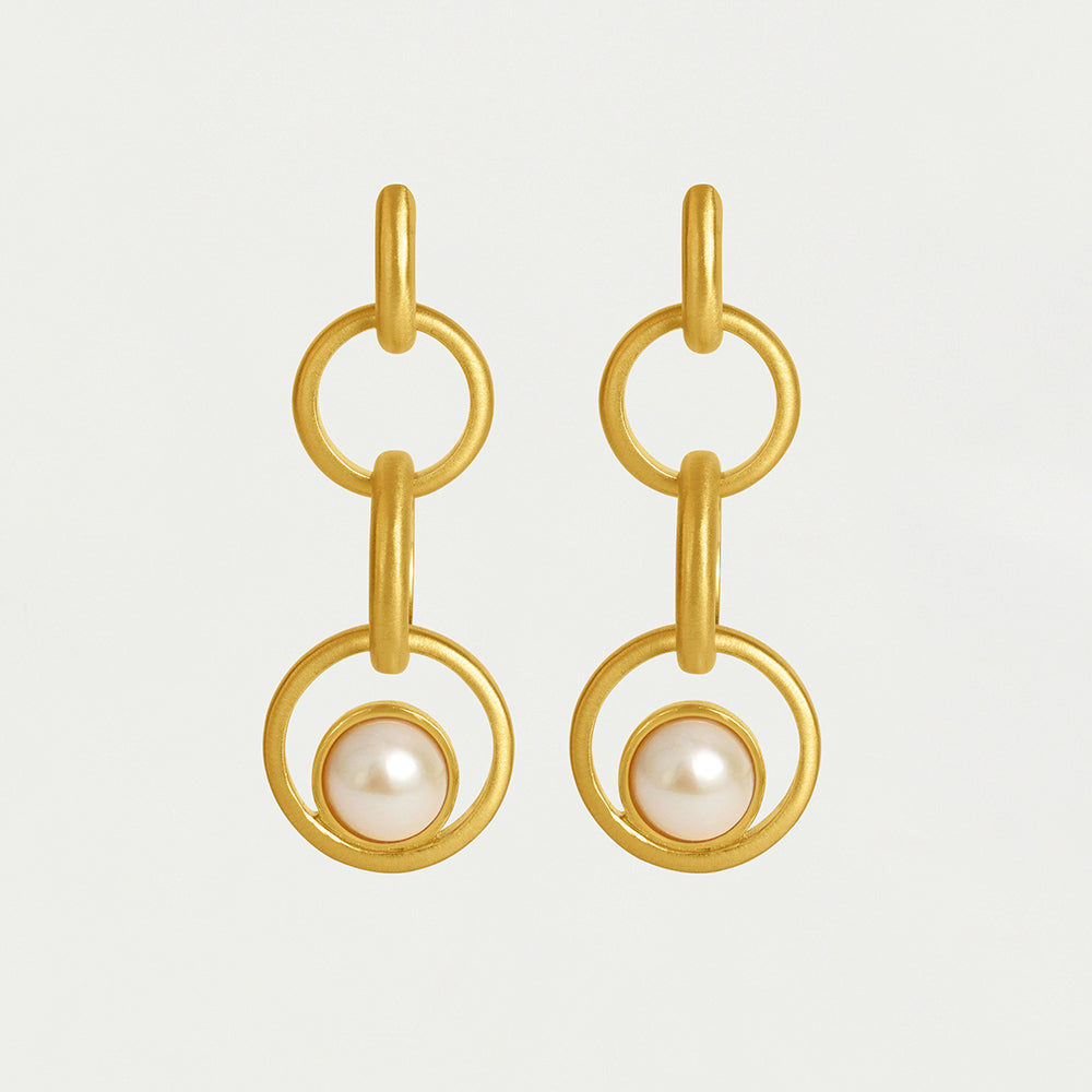 Chain Drop Pearl/Gold Earrings
