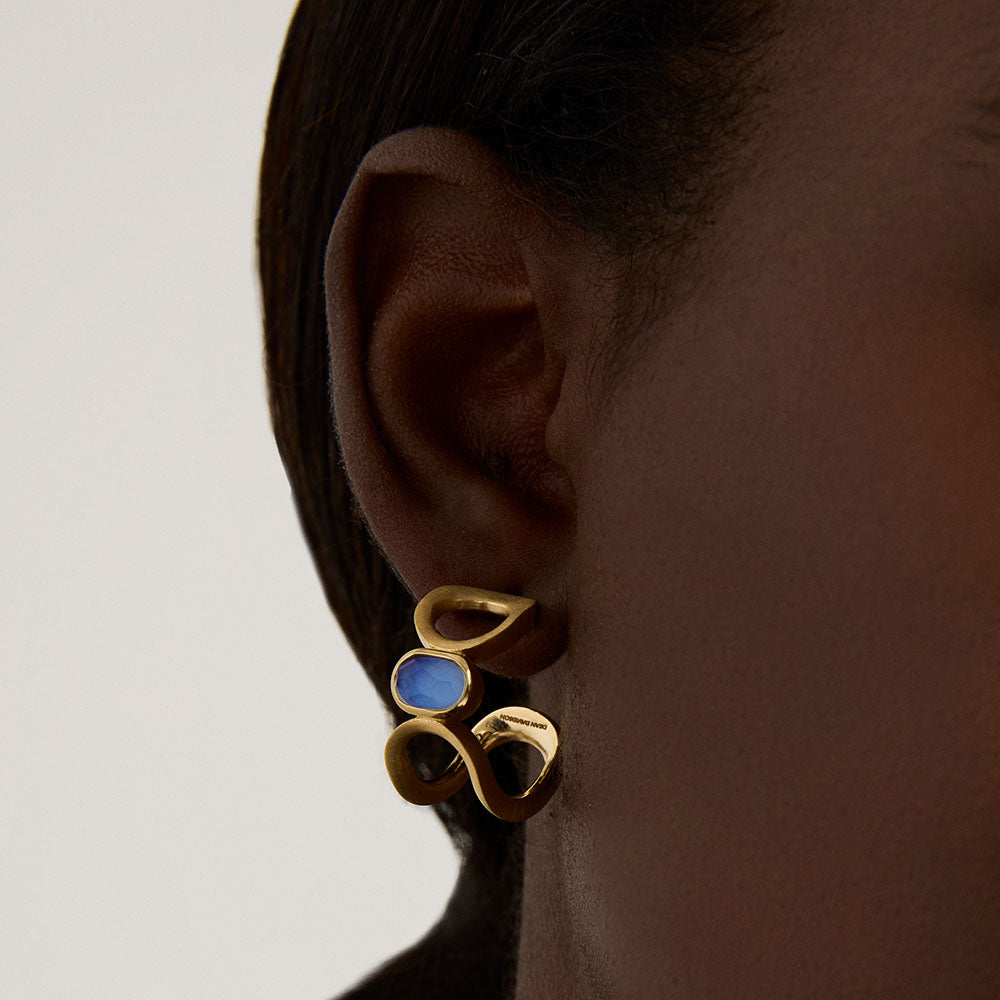 Bowery Gemstone Hoops - Iridescent Midnight Blue