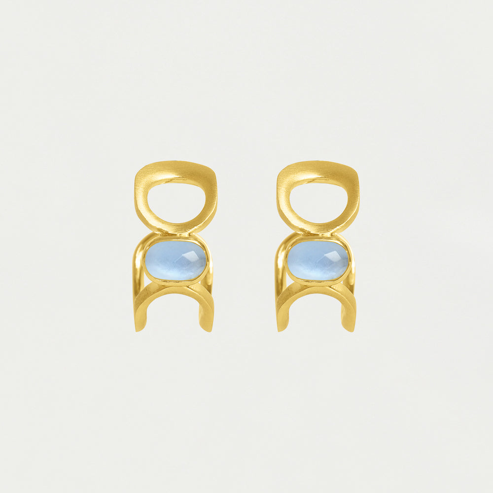 Bowery Gemstone Hoops - Iridescent Midnight Blue