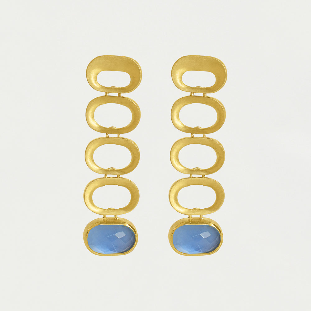 Bowery Gemstone Statement Drop Earrings - Iridescent Midnight Blue