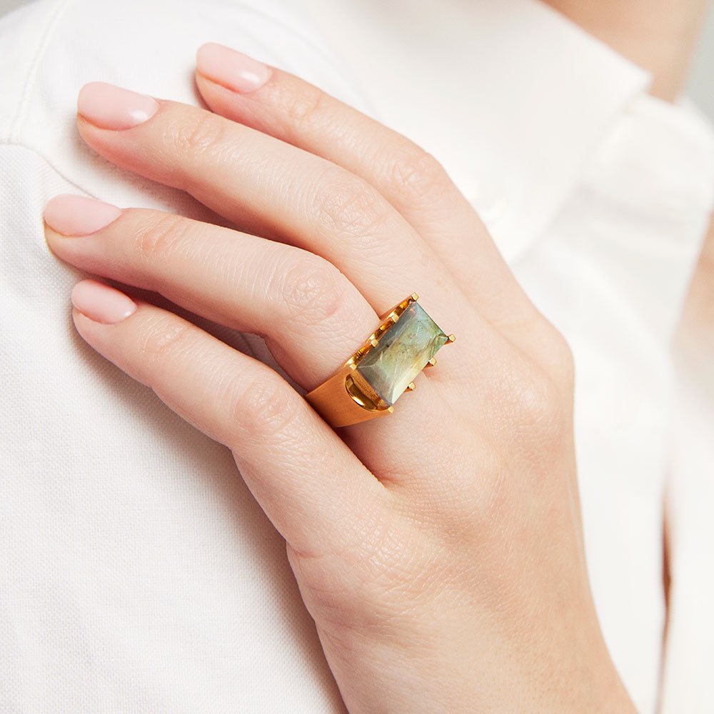 Mini Castle S8 Ring-Labradorite
