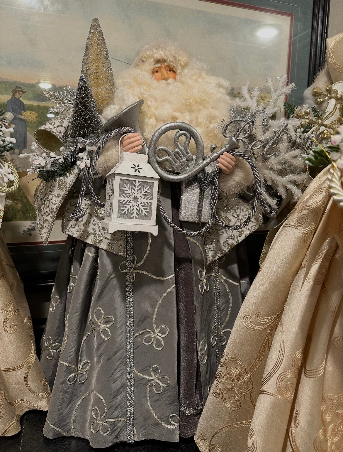 Silver Santa-Believe, Horn, Lantern