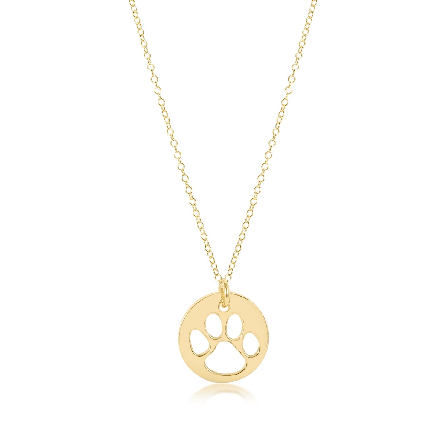 16" Necklace Gold-Paw Print Disc
