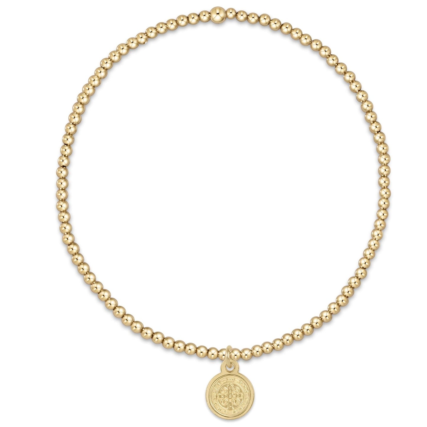 Blessing Small Gold Disc -Classic Gold 2MM Bead Bracelet