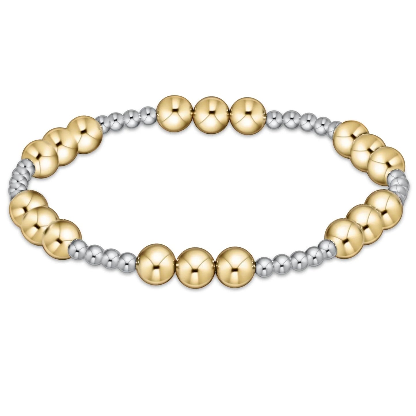 CLASSIC JOY PATTERN 6MM BEAD BRACELET - MIXED METAL