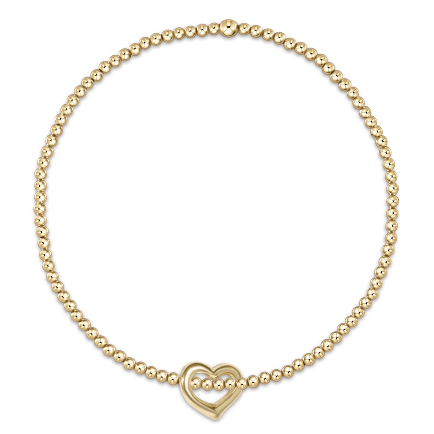 Classic Gold 2.5mm Bead Bracelet-LOVE Gold Charm
