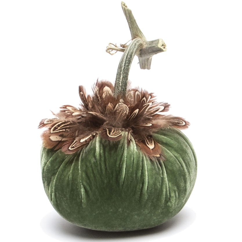 Silk Velvet Pumpkin with Feathers by Hot Sqwash