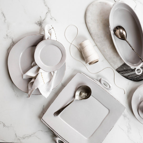 Lastra Light Gray Handled Square Platter