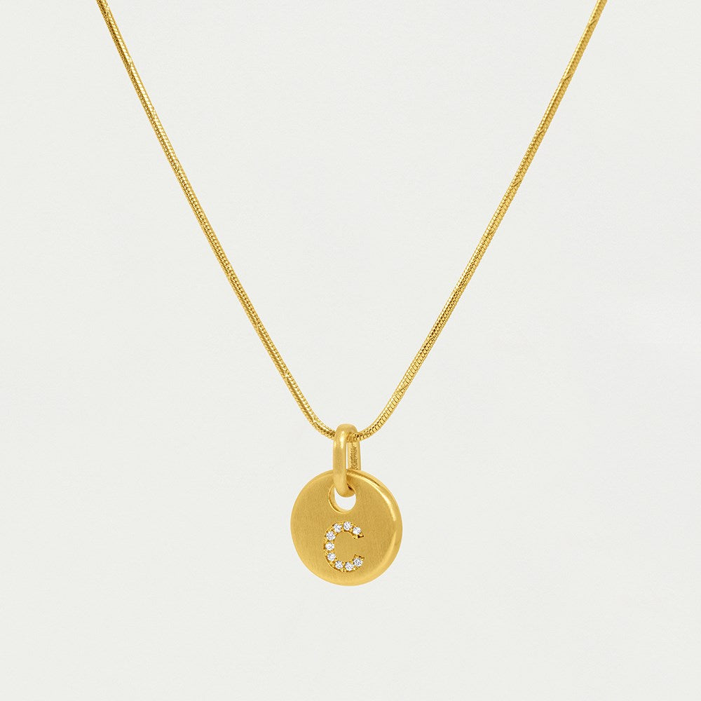Pave Initial C Pendant Necklace