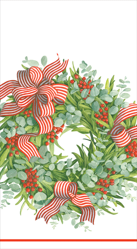 Ribbon Stripe Wreath Guest Towel
