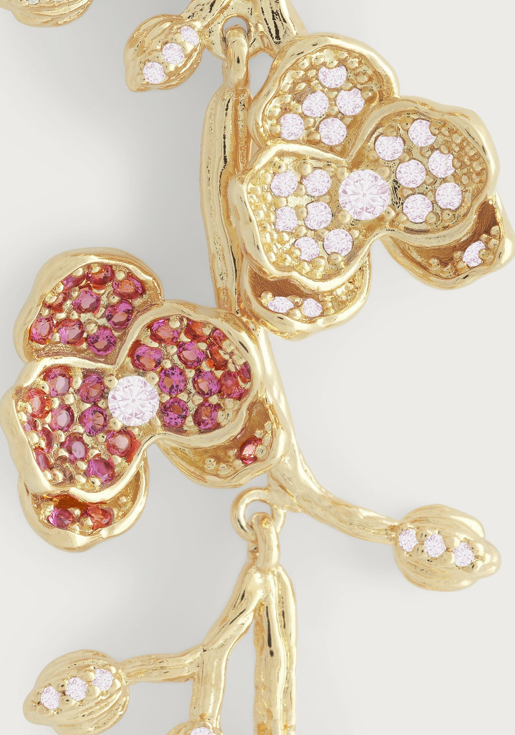 Orchid Pavé Fuchsia and Pale Pink Crystal Dangle Earrings