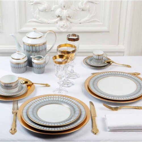 Arcades Dinner Plate, Grey/Gold