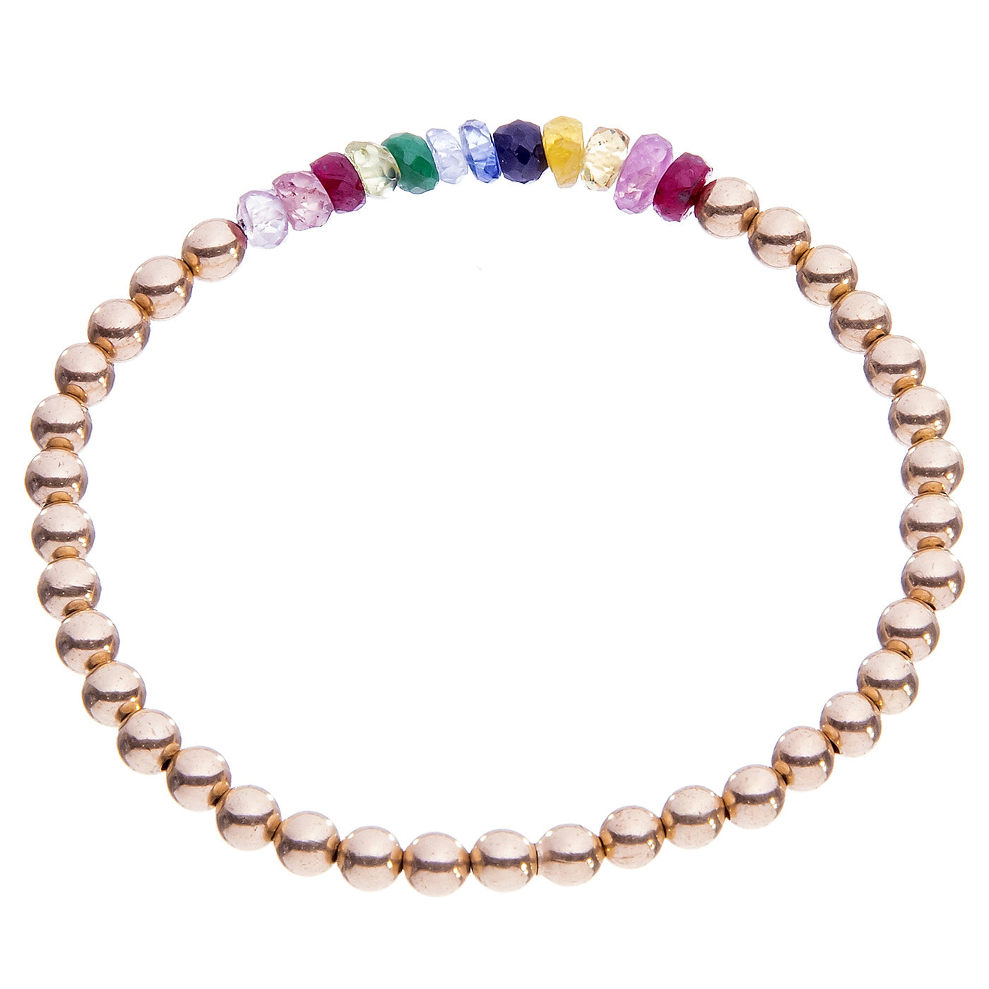 WS Rainbow Gemstone Gold Bead Bracelet